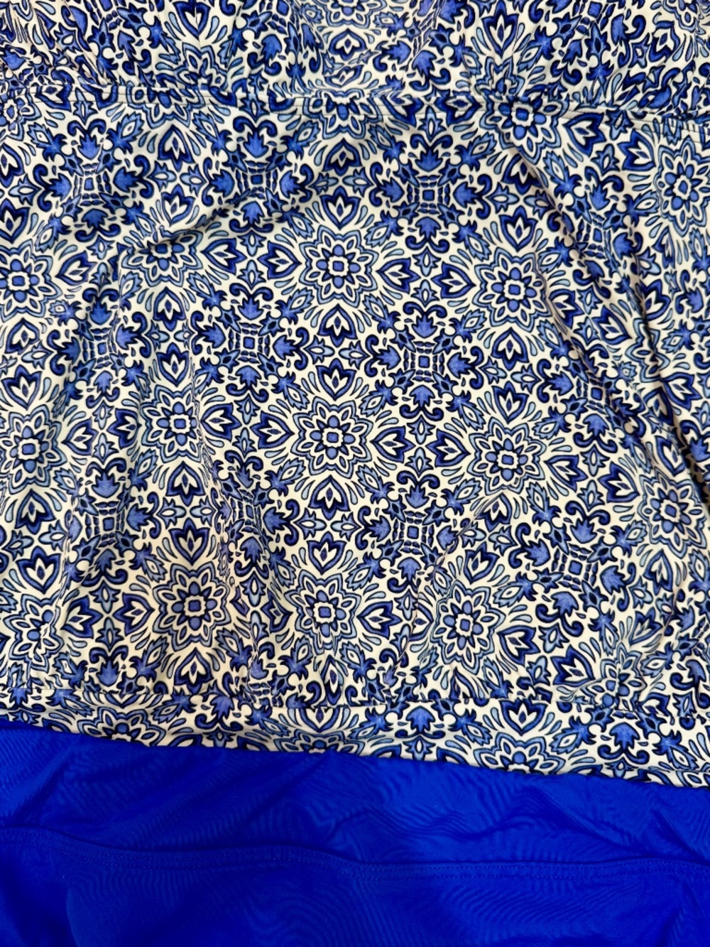 Lands’ End Tankini Swimsuit Set Blue and White Medallion Print Size 16 - Picture 3 of 11